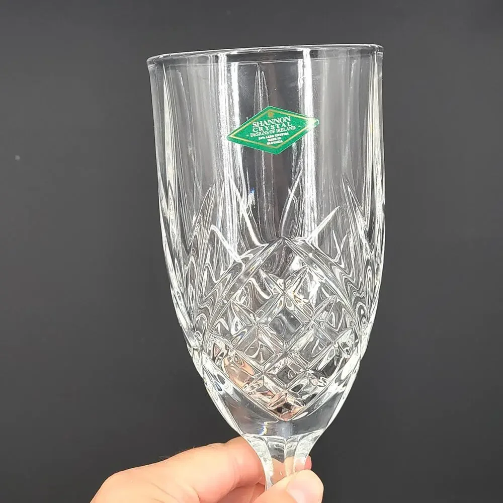 Godinger Dublin Shannon Vintage Heavy Crystal Footed Iced Tea Glasses Set 4